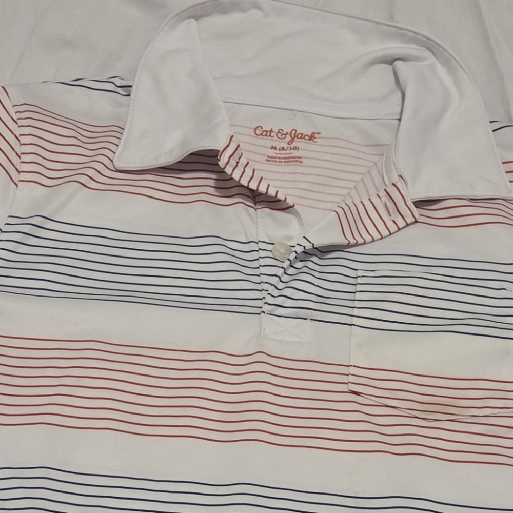 Izod Red and Blue Striped Polo Shirt